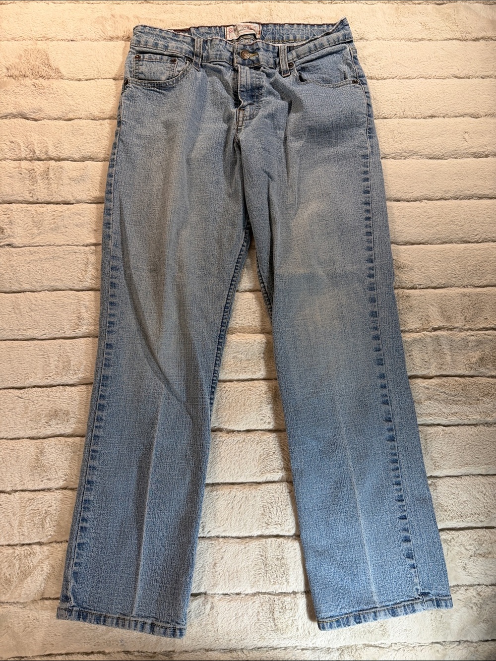 Levi Strauss Signature Women’s Blue Jeans Stretch Mid Rise Straight, 10 short